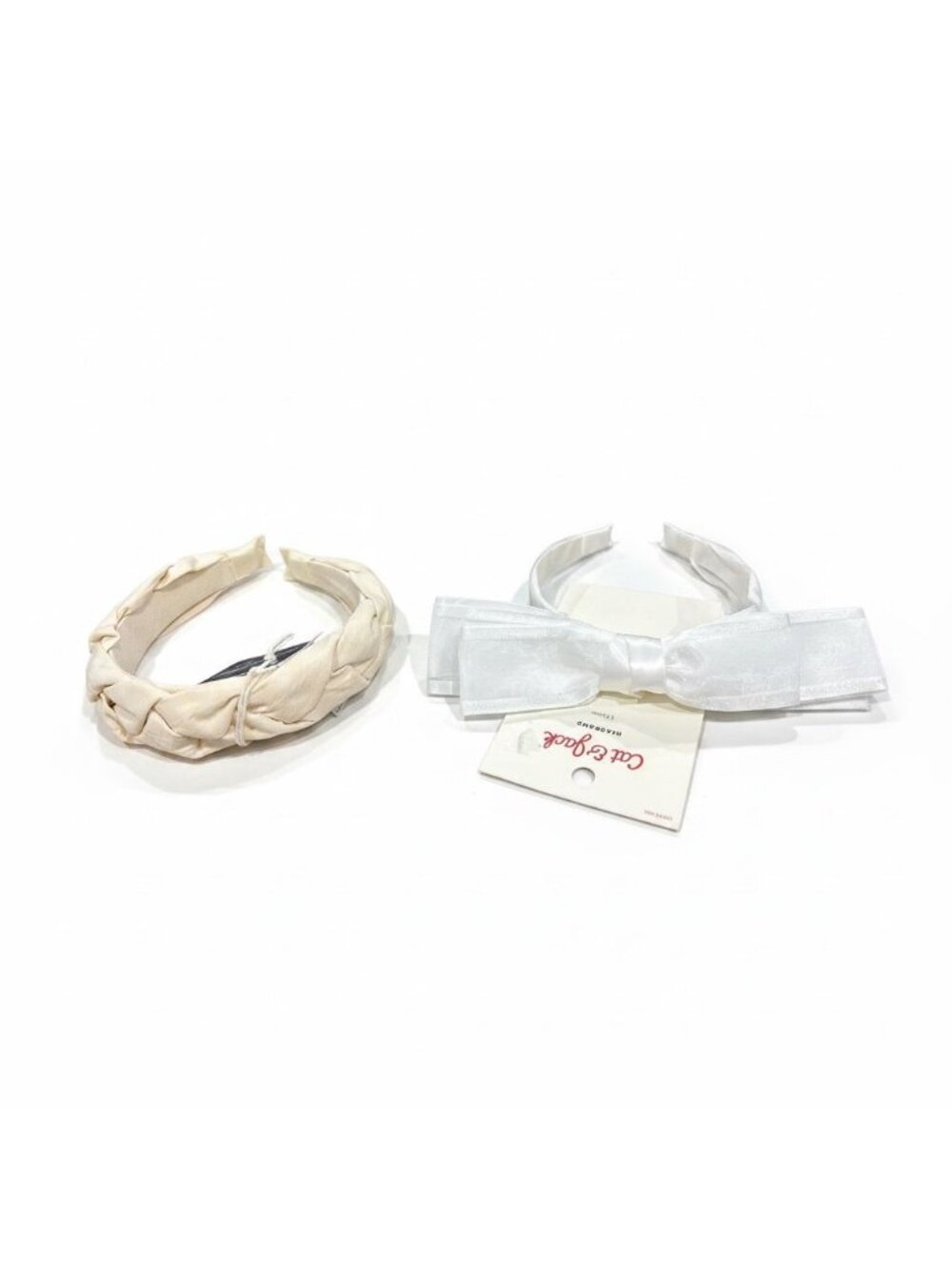 Universal Thread & Cat & Jack Headbands Set Cream Braided & White Bow Women's & - Picture 2 of 3